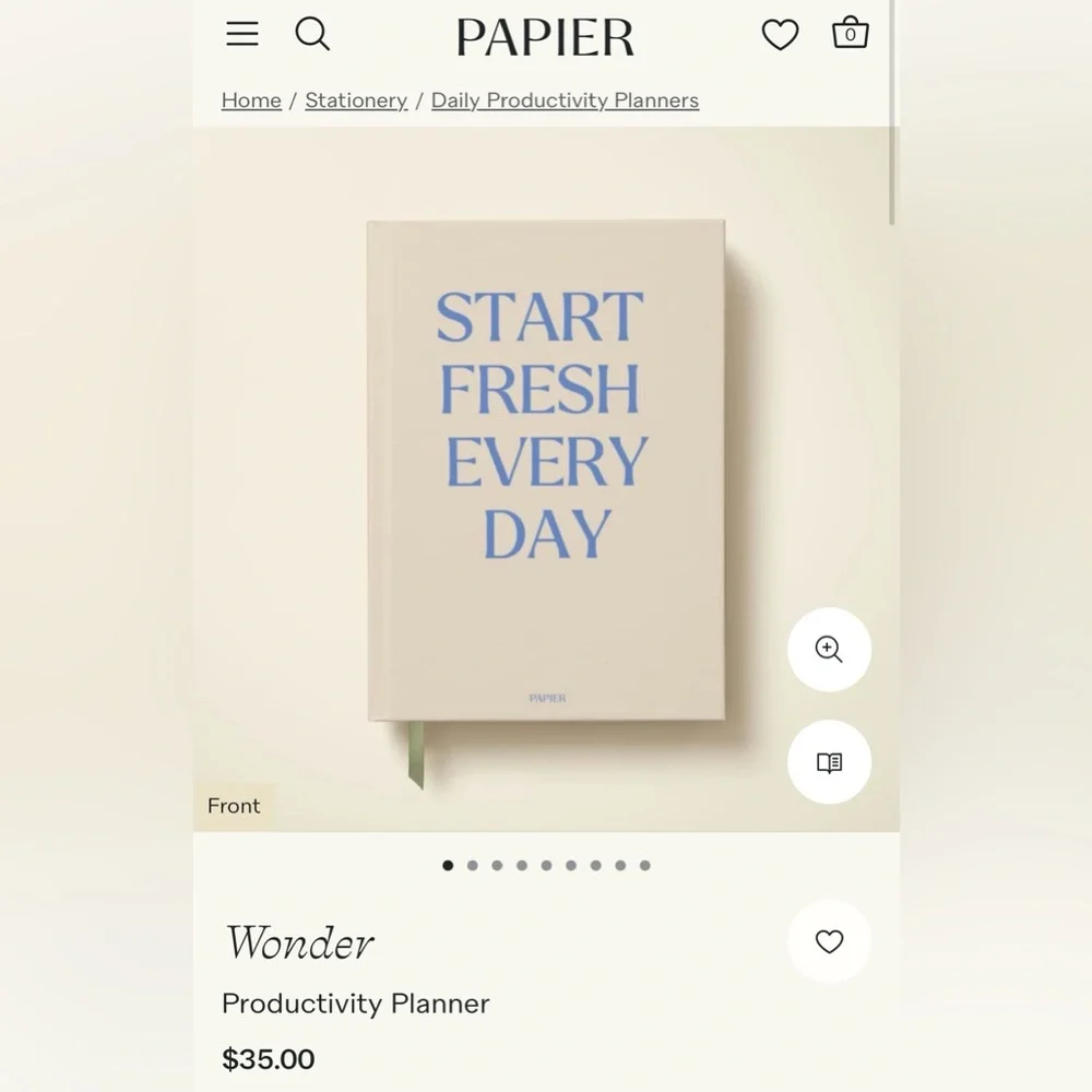 Start Fresh Every Day Hardcover Planner - Blue Text on Cream
